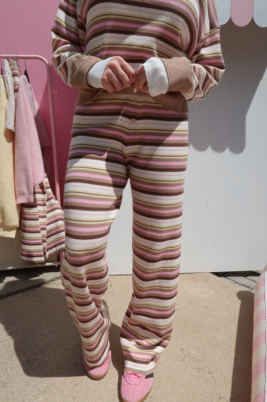 Coastal Candy Knit Pants- Brown