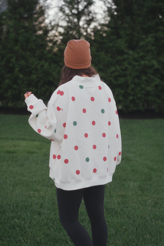 JOY Polka Dot Mock Neck