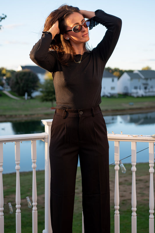 Black Cropped Ruffle Shirt