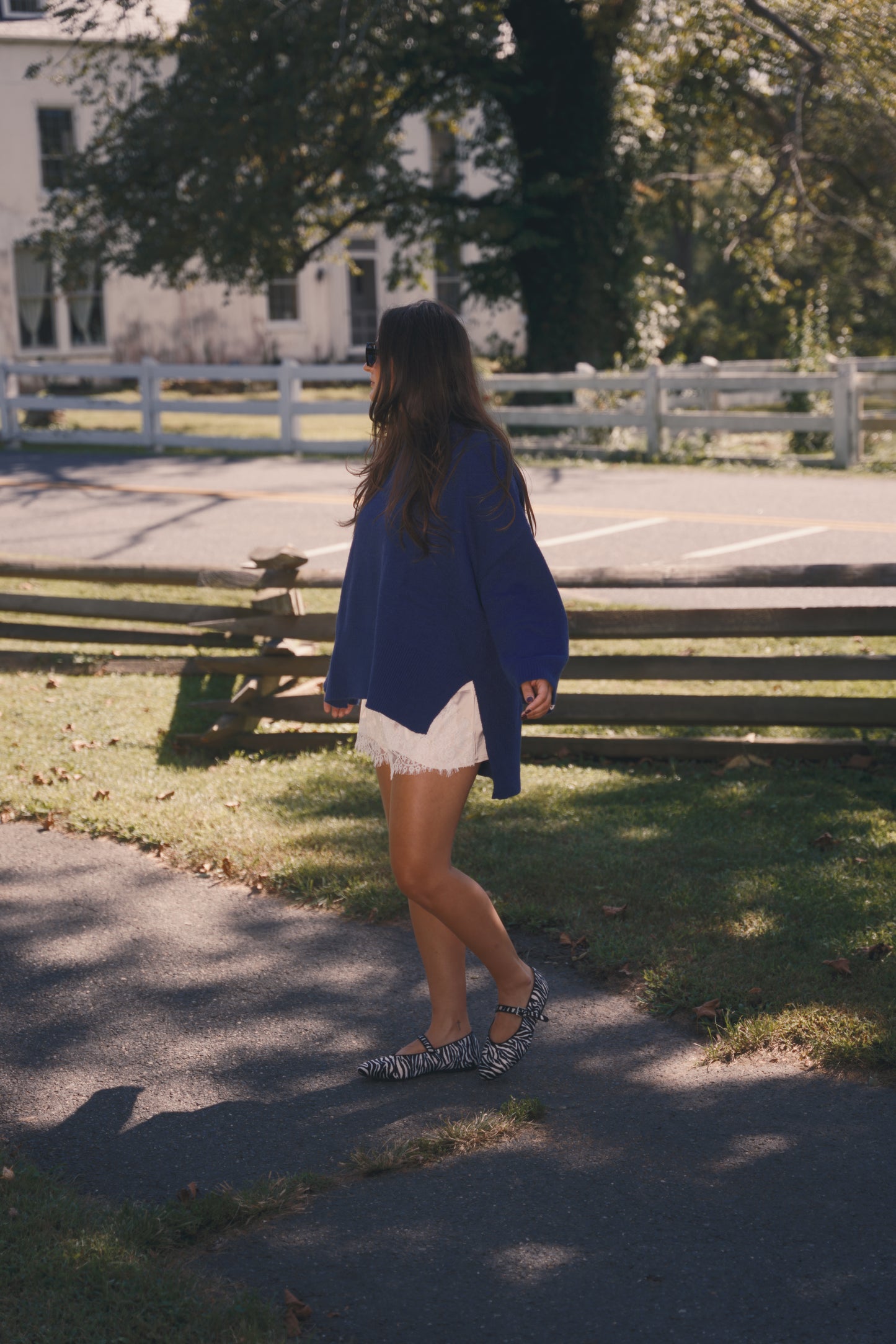Oversized Heather Mockneck-Navy