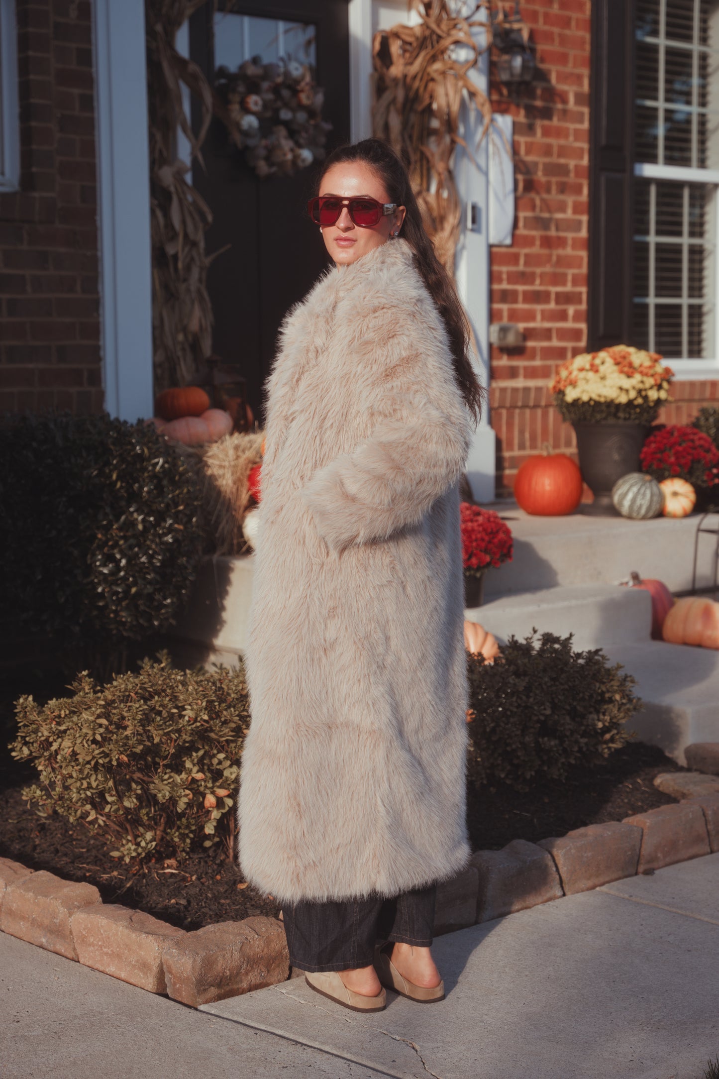 Aspen Faux Fur Coat- Taupe