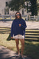 Oversized Heather Mockneck-Navy