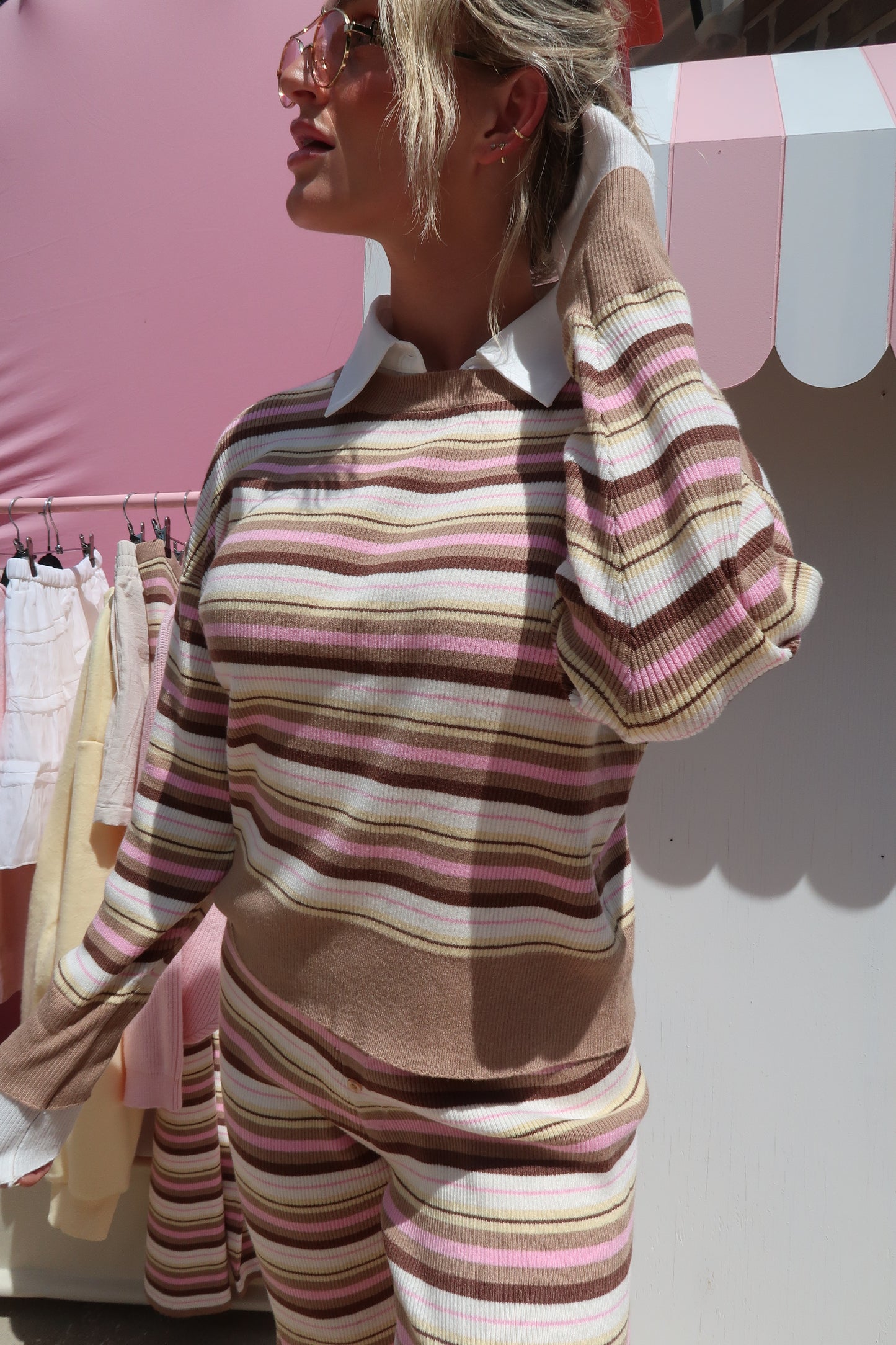 Coastal Candy Knit Top- Brown