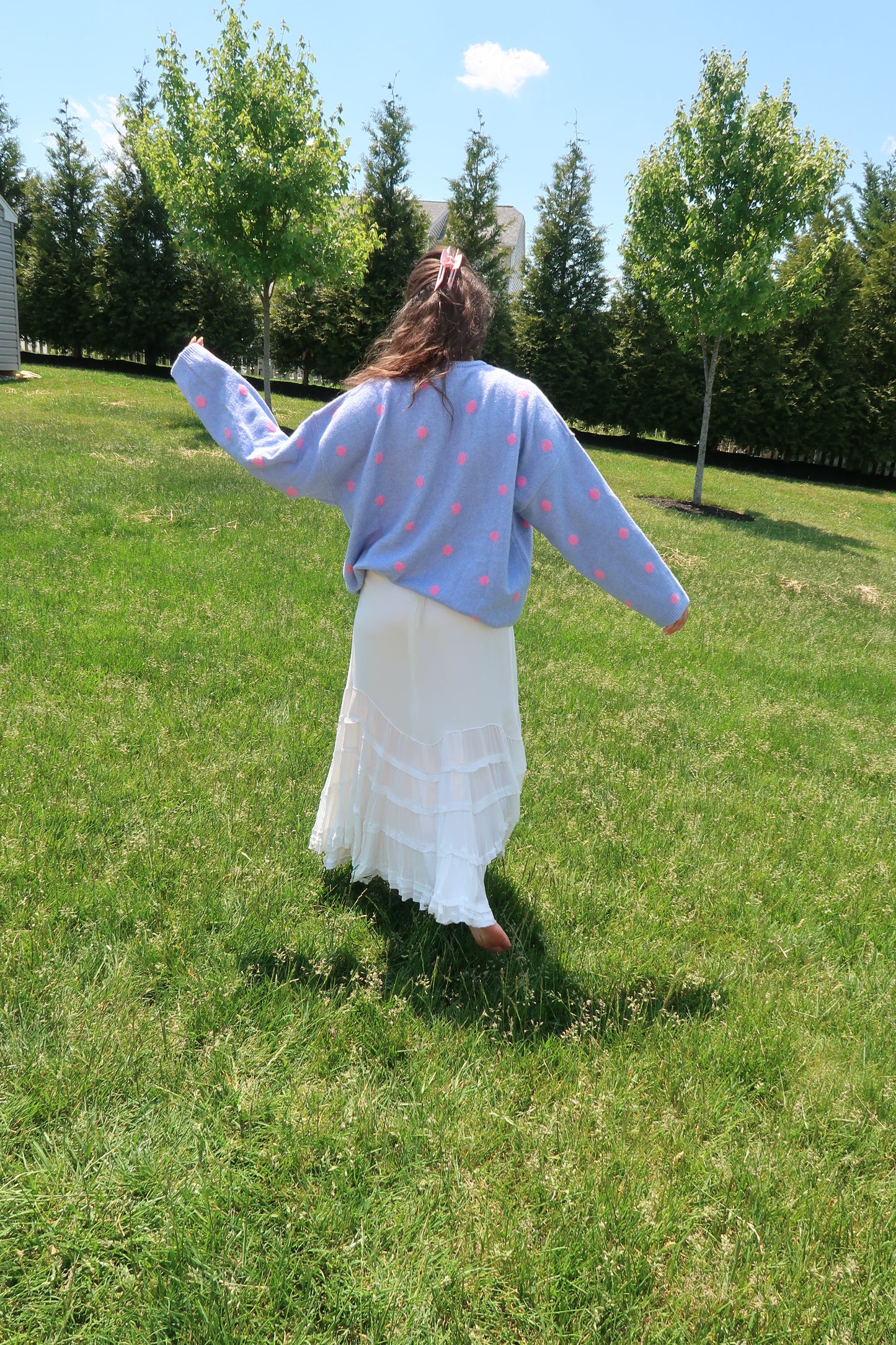 Polka Darling Cardigan- Periwinkle