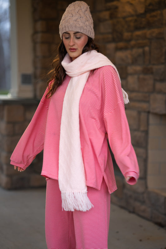 Varsity Lounge Top- Red/Pink