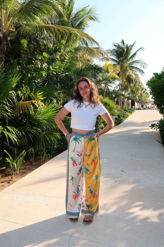 Elastic Waist Tropical Pant