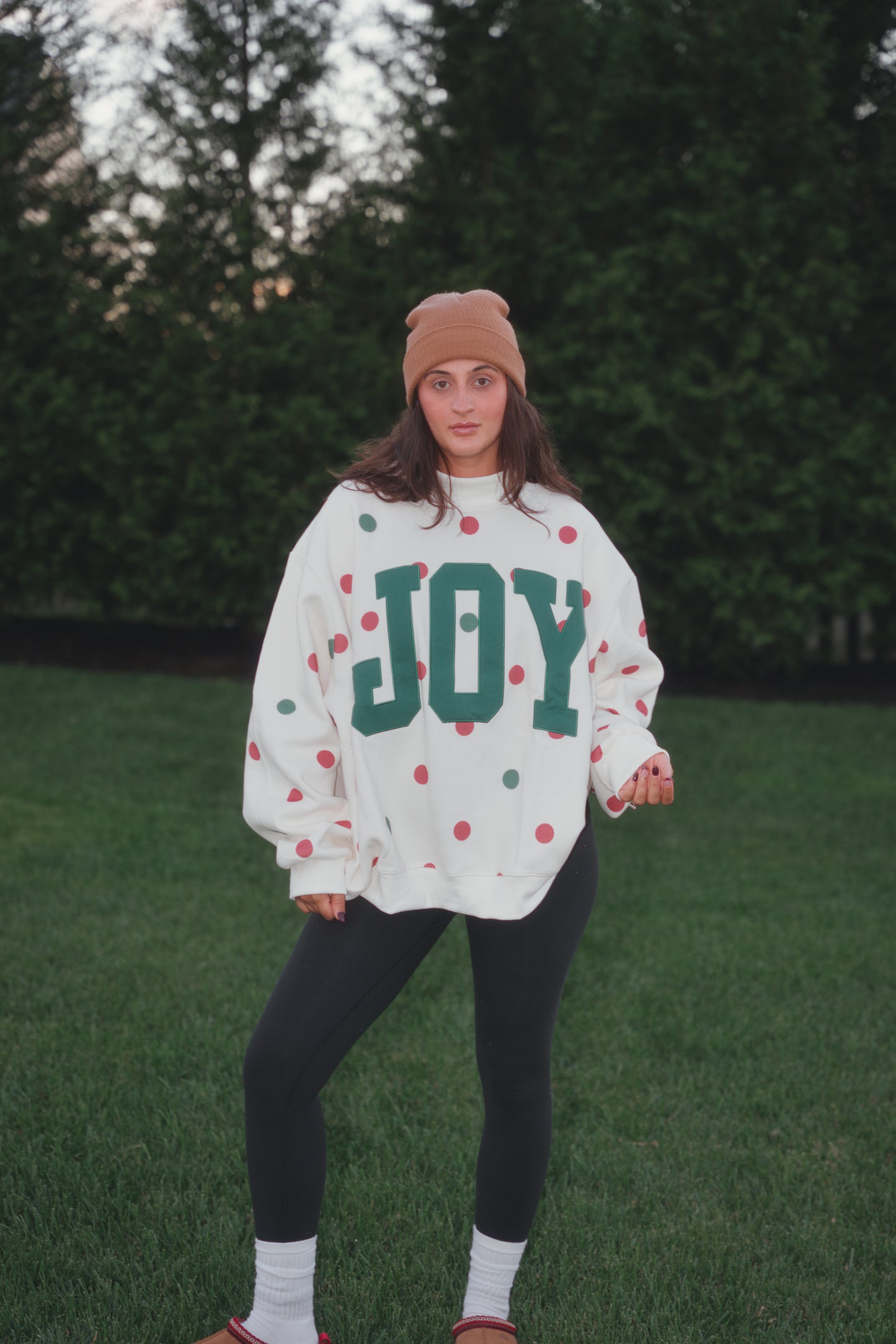 JOY Polka Dot Mock Neck