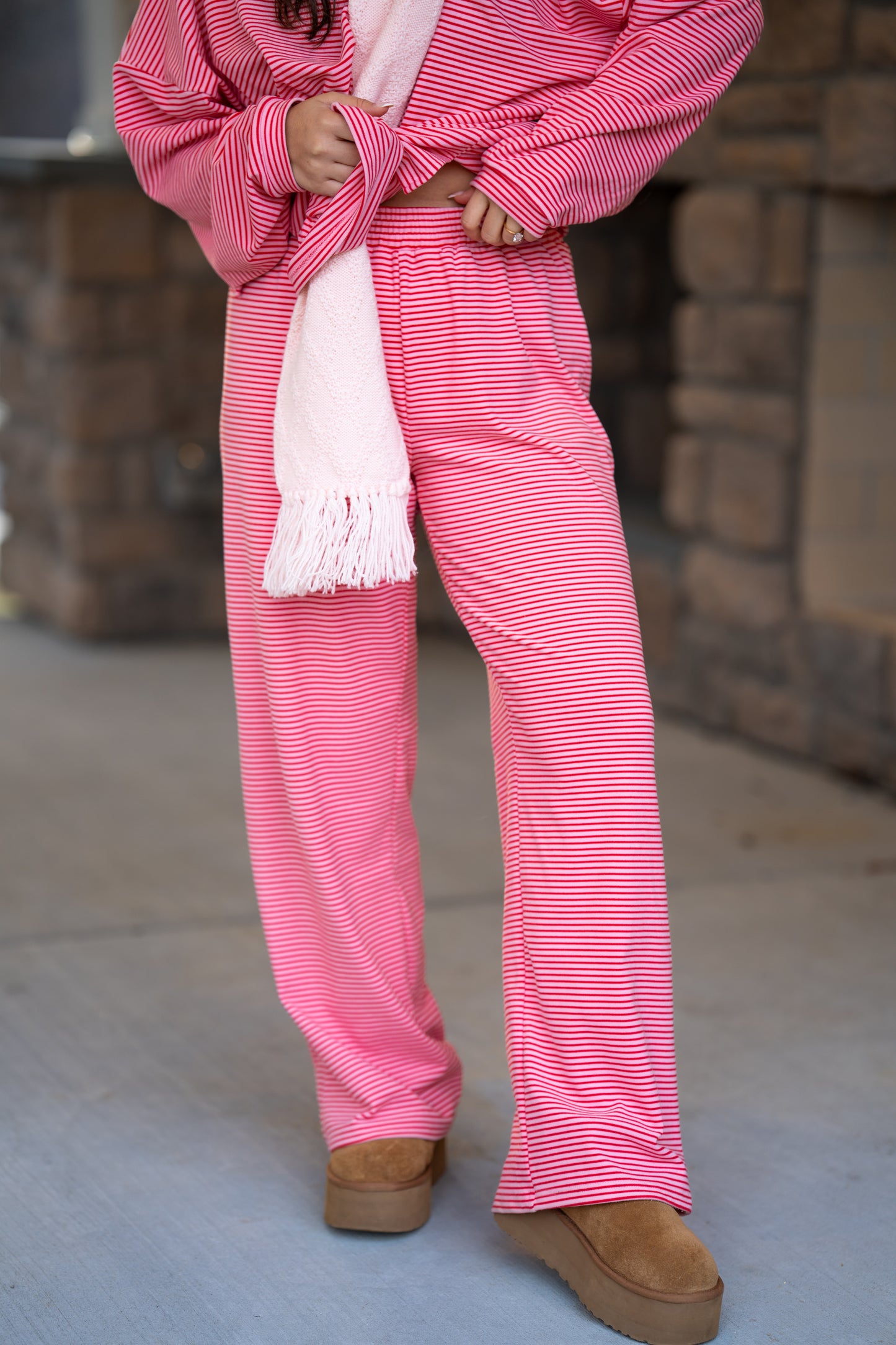 Varsity Lounge Pant-Red/Pink