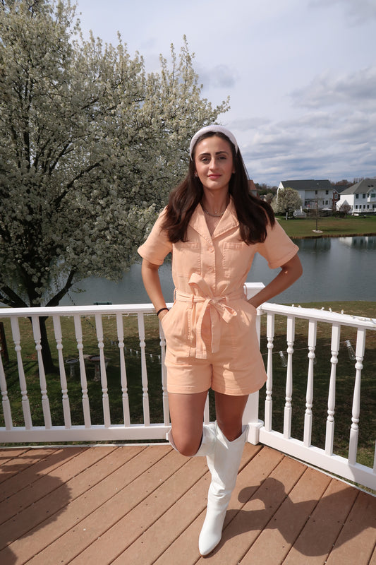 Apricot Belted Romper