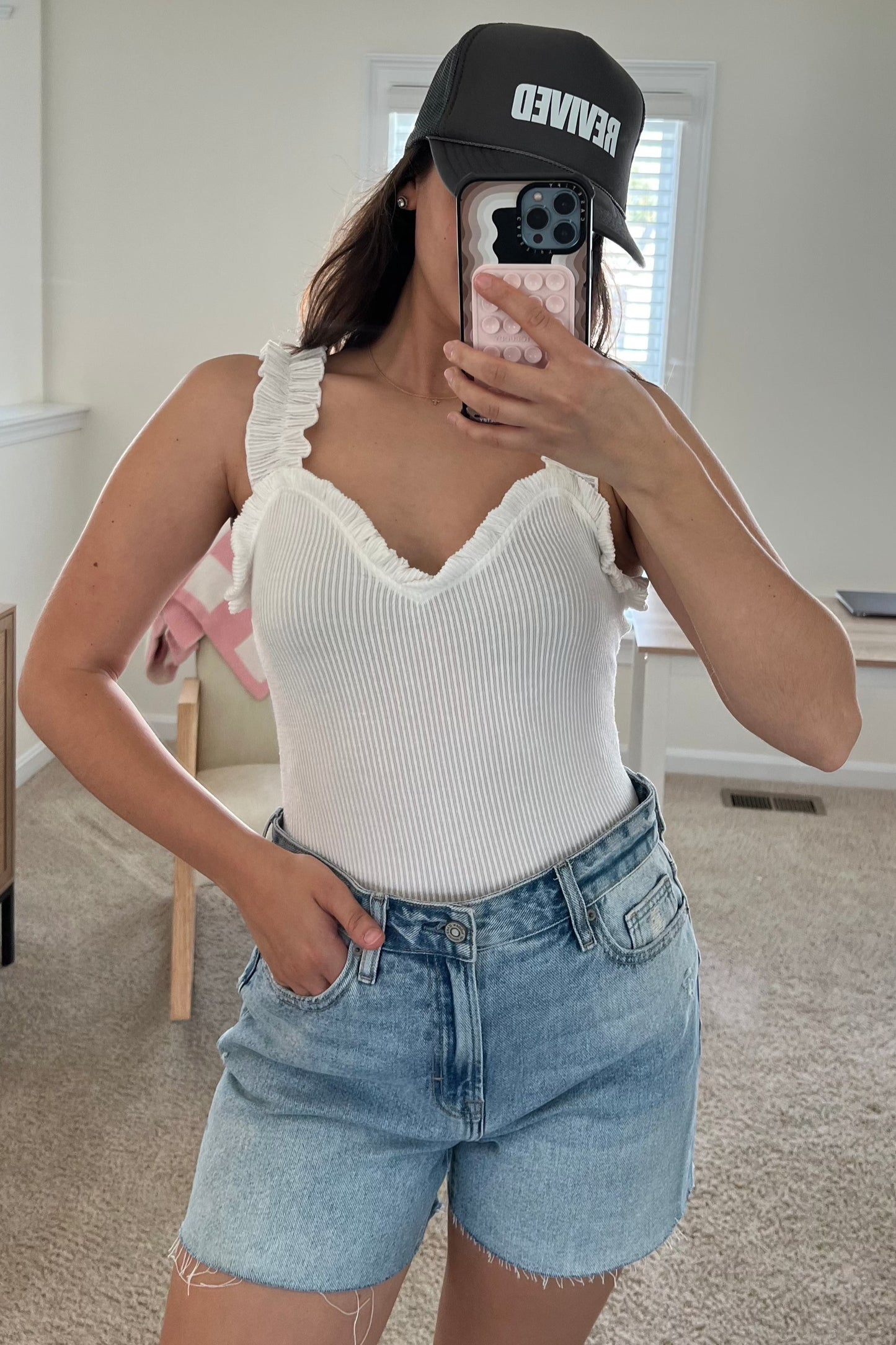 Ruffle Ribbed Bodysuit