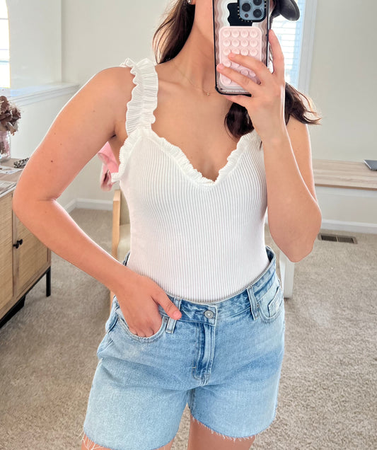 Ruffle Ribbed Bodysuit