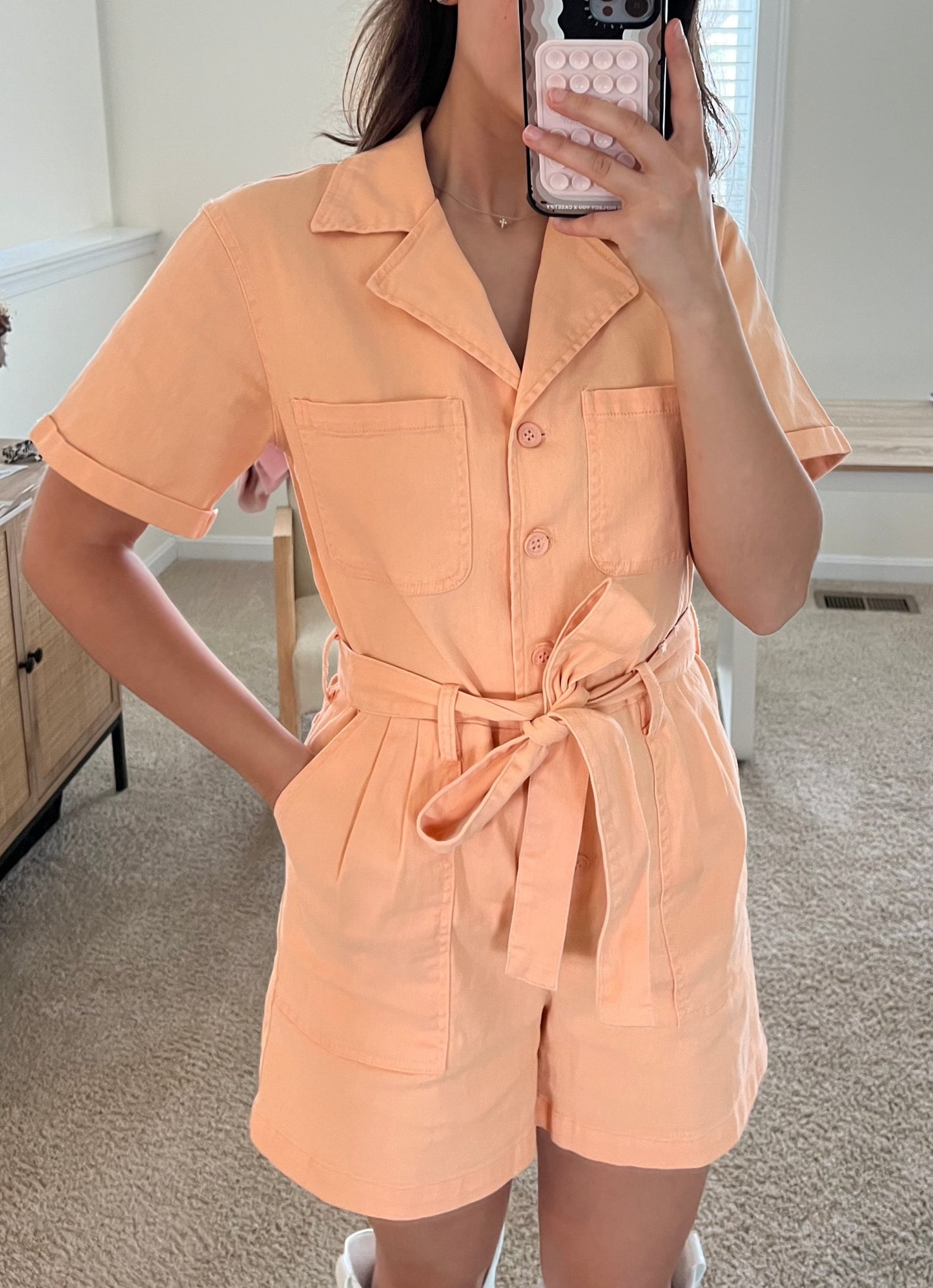 Apricot Belted Romper